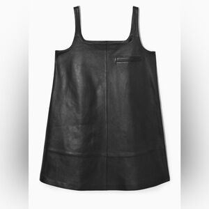 COS Leather Mini Pinafore Dress Black